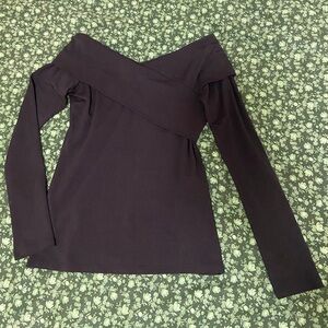 Banana Republic wide shoulder black blouse